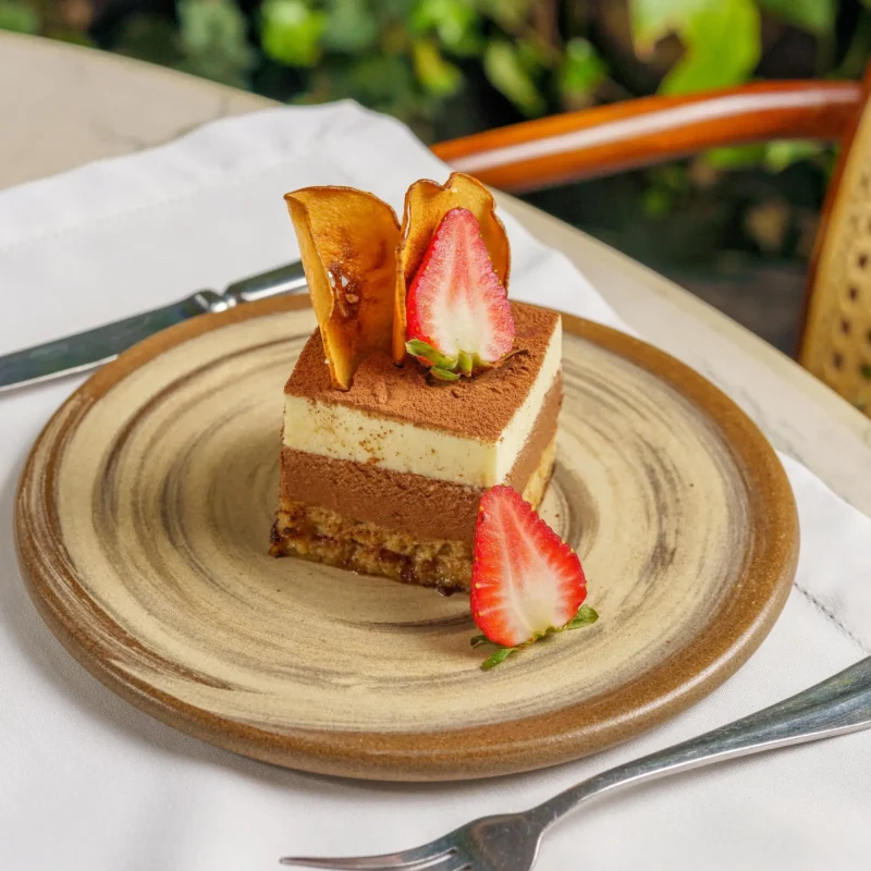 Tiramisú mineiro com creme de queijo canastra